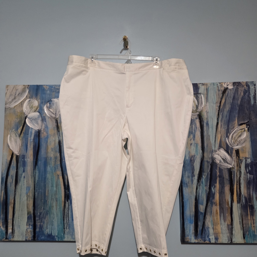 Catherines White Capris with Eyelet Detail